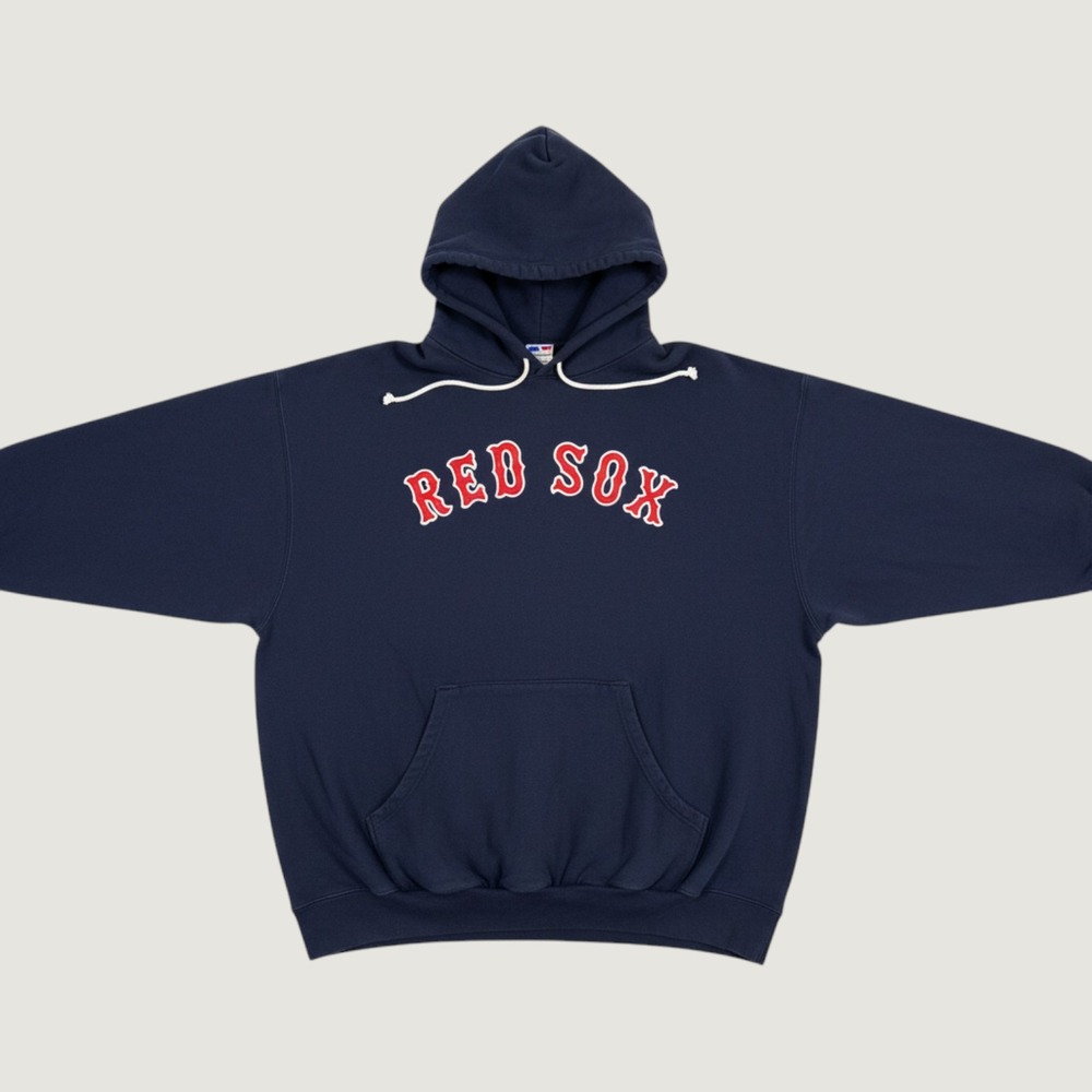 Majestic Boston Red Sox Hoodie Mens 3XT Navy MLB Embroidered Spellout Fleece